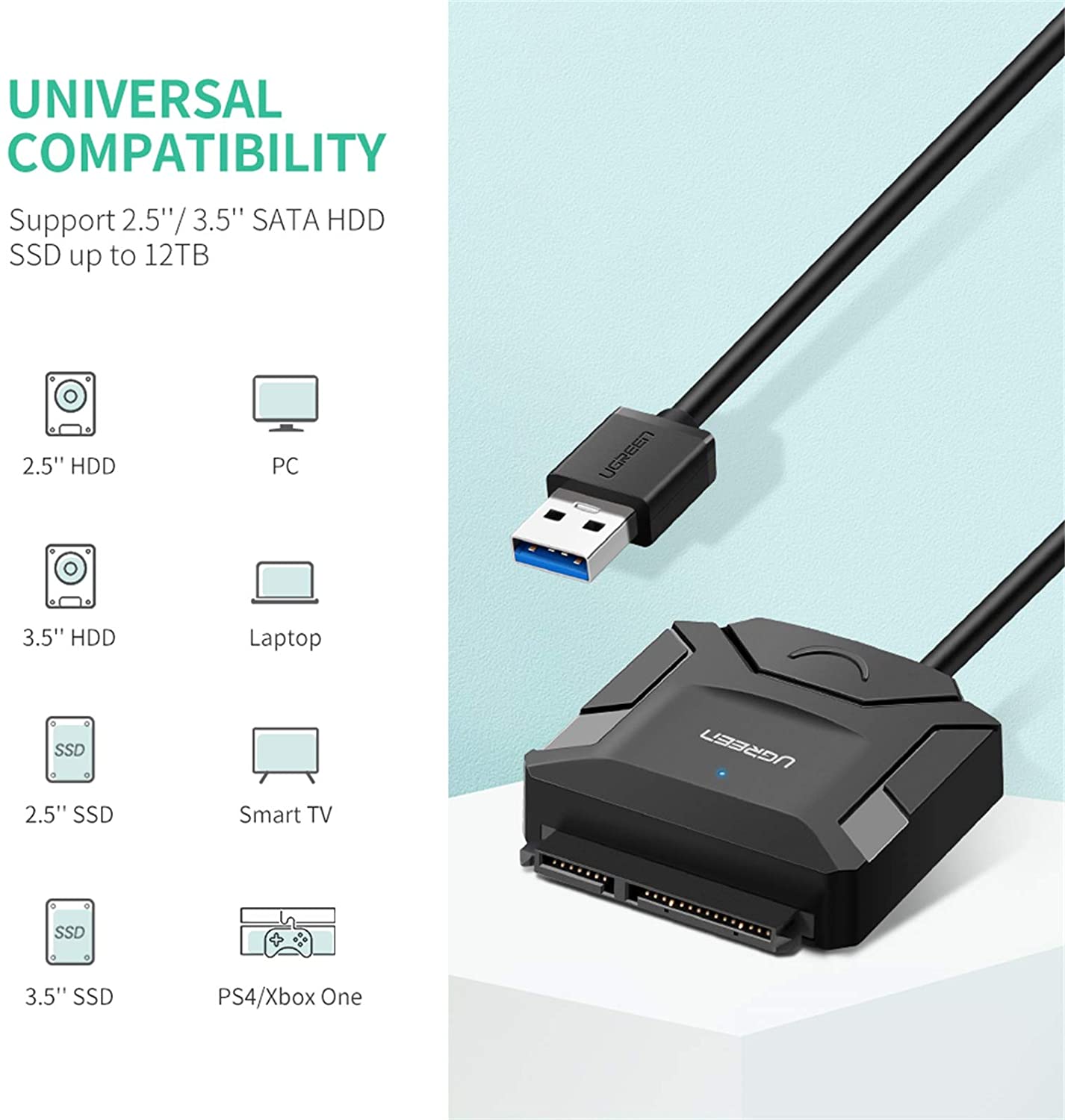 UGREEN-Adaptateur-Disque-Dur-USB-3.0-SATA-Cable-50cm-pour-2.5-3.5-Pouces-HDD-SSD-Supporte-UASP-avec-Adaptateur-Alimentation-Externe-12V-2A3