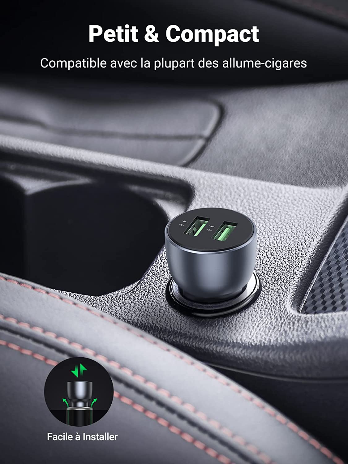 UGREEN-Chargeur-Voiture-Rapide-QC-3.0-2-Ports-USB-36W-Chargeur-Allume-Cigare-Compatible-avec-iPhone-13-Pro-12-Pro-SE-2020-Galaxy-S20-S10-Note-10-iPad-Air-Redmi-Note-10-Pro-7